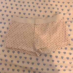 Brandy Melville White and Red Heart Print Pajama Shorts